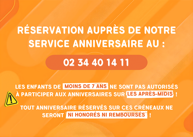 Réservation auprès de notre service anniversaire
